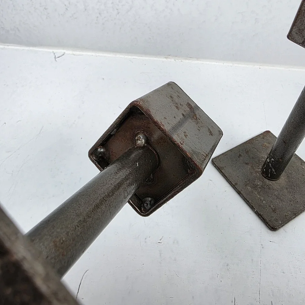 Vtg Candle Holders Set of 3 MCM Brutalist Iron Industrial Minimalist Plant Stand